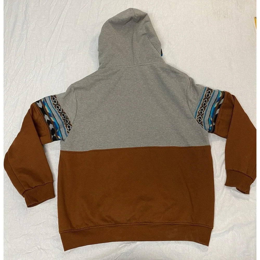 ANKAS Art‎ Baja Hoodie XXL Gray Southwestern Wool Blend Pullover Ecuador